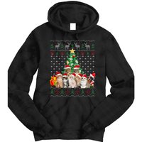 Cats Santa Hat Christmas Funny Xmas Tree Tie Dye Hoodie