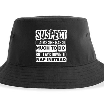 Claims She Has Too Much To Do Lays Down To Nap Instead  Funny Suspect Claims Sustainable Bucket Hat