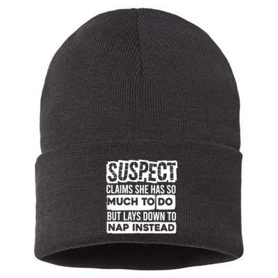 Claims She Has Too Much To Do Lays Down To Nap Instead  Funny Suspect Claims Sustainable Knit Beanie