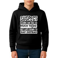 Claims She Has Too Much To Do Lays Down To Nap Instead  Funny Suspect Claims Kids Hoodie
