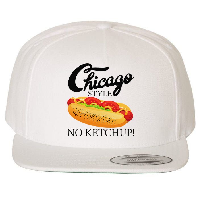 Chicago Style Hot Dog Summer 4th Of July No Ketchup Gift Wool Snapback Cap