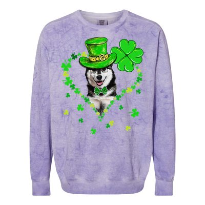 Cute Siberian Husky Saint Patrick's Day Dogs Dad Mom Colorblast Crewneck Sweatshirt