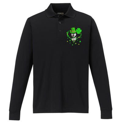 Cute Siberian Husky Saint Patrick's Day Dogs Dad Mom Performance Long Sleeve Polo