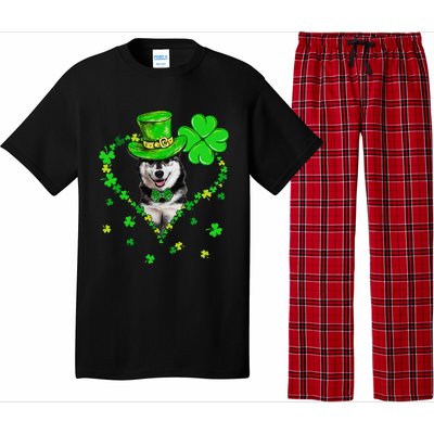 Cute Siberian Husky Saint Patrick's Day Dogs Dad Mom Pajama Set