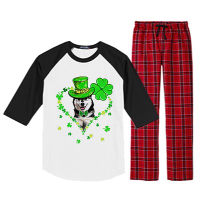 Cute Siberian Husky Saint Patrick's Day Dogs Dad Mom Raglan Sleeve Pajama Set