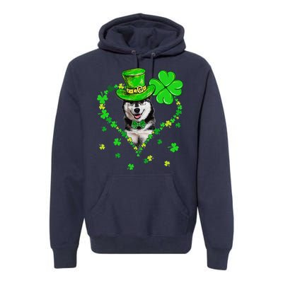 Cute Siberian Husky Saint Patrick's Day Dogs Dad Mom Premium Hoodie