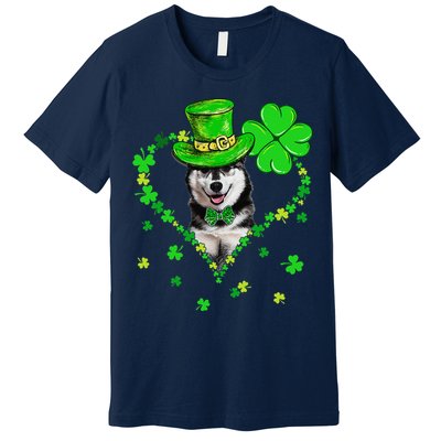 Cute Siberian Husky Saint Patrick's Day Dogs Dad Mom Premium T-Shirt