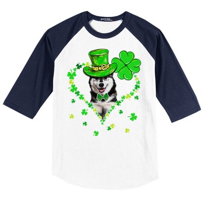 Cute Siberian Husky Saint Patrick's Day Dogs Dad Mom Baseball Sleeve Shirt