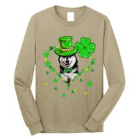 Cute Siberian Husky Saint Patrick's Day Dogs Dad Mom Long Sleeve Shirt