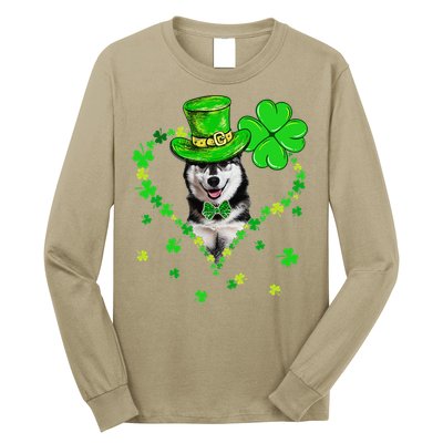 Cute Siberian Husky Saint Patrick's Day Dogs Dad Mom Long Sleeve Shirt