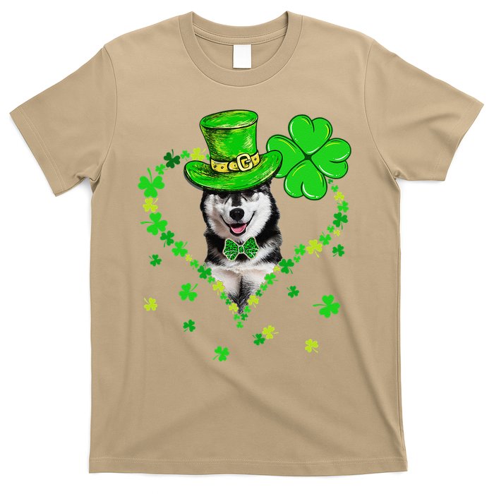 Cute Siberian Husky Saint Patrick's Day Dogs Dad Mom T-Shirt