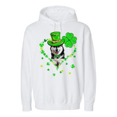 Cute Siberian Husky Saint Patrick's Day Dogs Dad Mom Garment-Dyed Fleece Hoodie