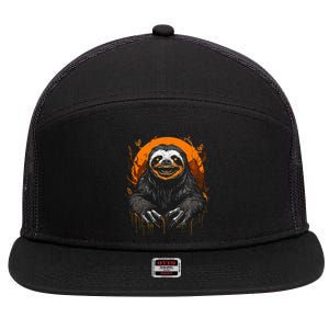 Cute Sloth Halloween Funny Halloween Sloth Gifts Graphic Tee 7 Panel Mesh Trucker Snapback Hat