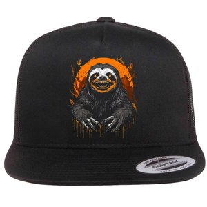 Cute Sloth Halloween Funny Halloween Sloth Gifts Graphic Tee Flat Bill Trucker Hat