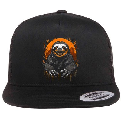 Cute Sloth Halloween Funny Halloween Sloth Gifts Graphic Tee Flatbill Hat