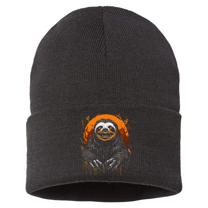 Cute Sloth Halloween Funny Halloween Sloth Gifts Graphic Tee Sustainable Knit Beanie