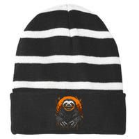 Cute Sloth Halloween Funny Halloween Sloth Gifts Graphic Tee Striped Beanie with Solid Band