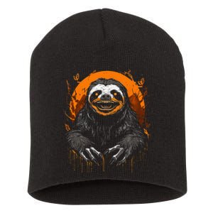 Cute Sloth Halloween Funny Halloween Sloth Gifts Graphic Tee Short Acrylic Beanie