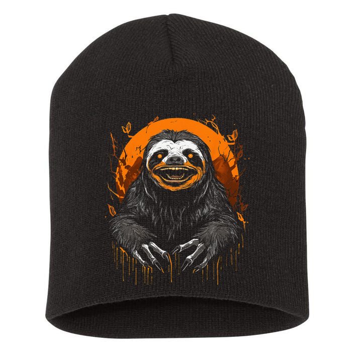 Cute Sloth Halloween Funny Halloween Sloth Gifts Graphic Tee Short Acrylic Beanie