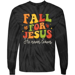 Christian Sayings Halloween Fall For Jesus Religious Tie-Dye Long Sleeve Shirt