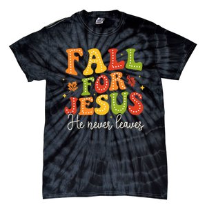 Christian Sayings Halloween Fall For Jesus Religious Tie-Dye T-Shirt