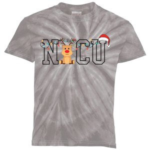 Cute Santa Hat Reindeer Christmas Light Xmas Nicu Nurse Kids Tie-Dye T-Shirt