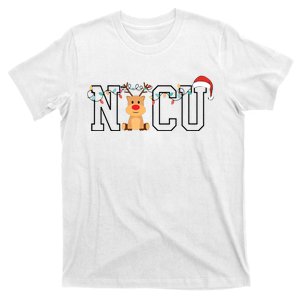 Cute Santa Hat Reindeer Christmas Light Xmas Nicu Nurse T-Shirt