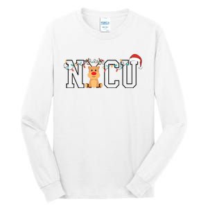 Cute Santa Hat Reindeer Christmas Light Xmas Nicu Nurse Tall Long Sleeve T-Shirt