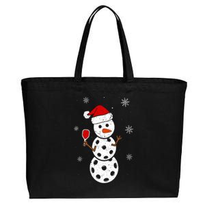 Cute Santa Hat Snowman Gifts For Xmas Funny Pickleball Christmas Cotton Canvas Jumbo Tote