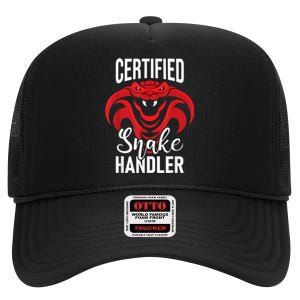 Certified Snake Handler Snakes Owner Zookeeper Herpetology High Crown Mesh Back Trucker Hat