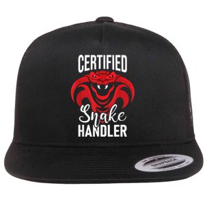 Certified Snake Handler Snakes Owner Zookeeper Herpetology Flat Bill Trucker Hat