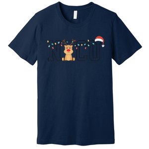 Cute Santa Hat Reindeer Christmas Light Xmas NICU Nurse Premium T-Shirt