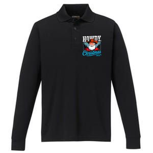 Cowboy Santa Howdy Christmas 2024 Performance Long Sleeve Polo