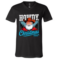 Cowboy Santa Howdy Christmas 2024 V-Neck T-Shirt