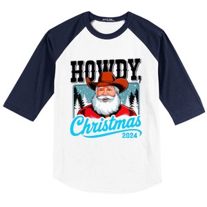 Cowboy Santa Howdy Christmas 2024 Baseball Sleeve Shirt