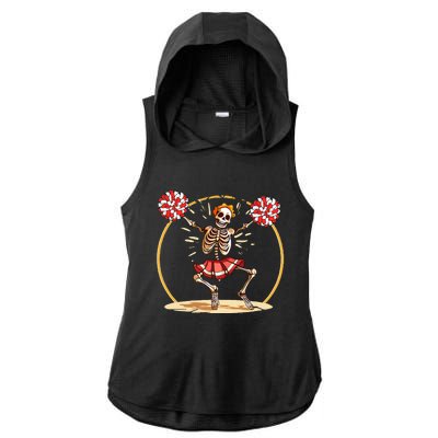 Cheerleading Skeleton Halloween Cheer Skeleton Ladies PosiCharge Tri-Blend Wicking Draft Hoodie Tank