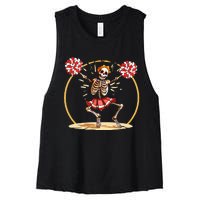 Cheerleading Skeleton Halloween Cheer Skeleton Women's Racerback Cropped Tank