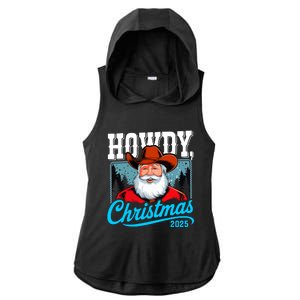 Cowboy Santa Howdy Christmas 2025 Ladies PosiCharge Tri-Blend Wicking Draft Hoodie Tank