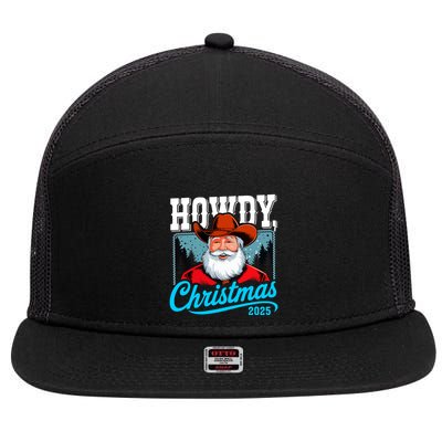Cowboy Santa Howdy Christmas 2025 7 Panel Mesh Trucker Snapback Hat