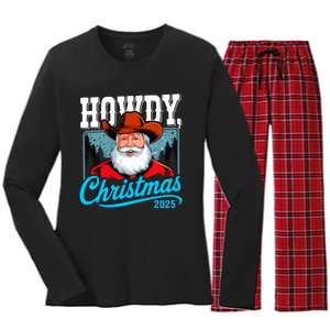 Cowboy Santa Howdy Christmas 2025 Women's Long Sleeve Flannel Pajama Set 