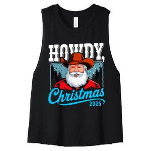 Cowboy Santa Howdy Christmas 2025 Women's Racerback Cropped Tank