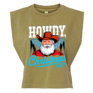 Cowboy Santa Howdy Christmas 2025 Garment-Dyed Women's Muscle Tee