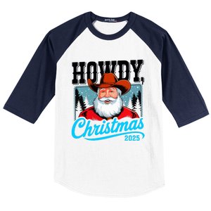 Cowboy Santa Howdy Christmas 2025 Baseball Sleeve Shirt