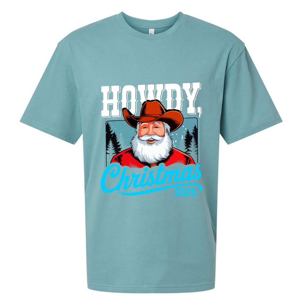 Cowboy Santa Howdy Christmas 2025 Sueded Cloud Jersey T-Shirt