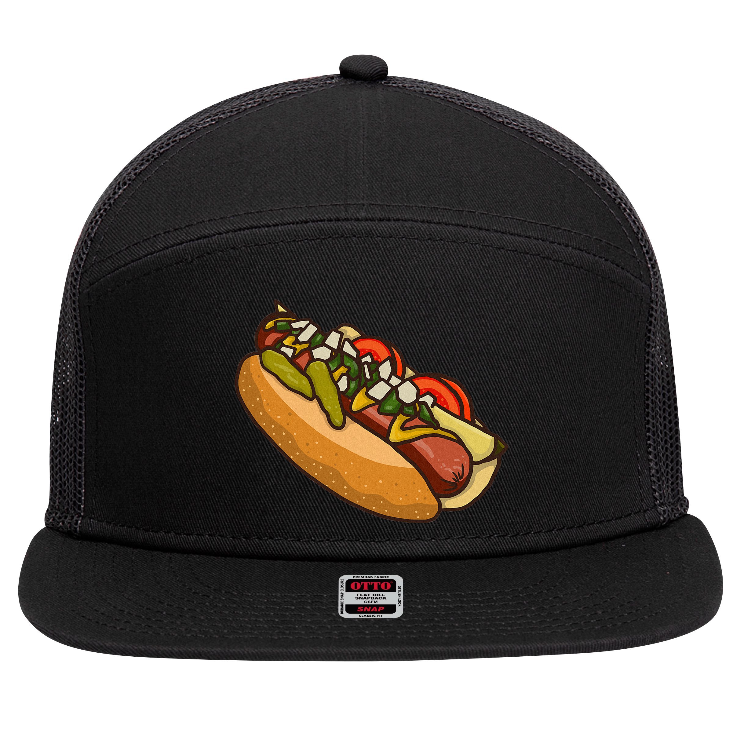 Chicago Style Hot Dog Lover 7 Panel Mesh Trucker Snapback Hat