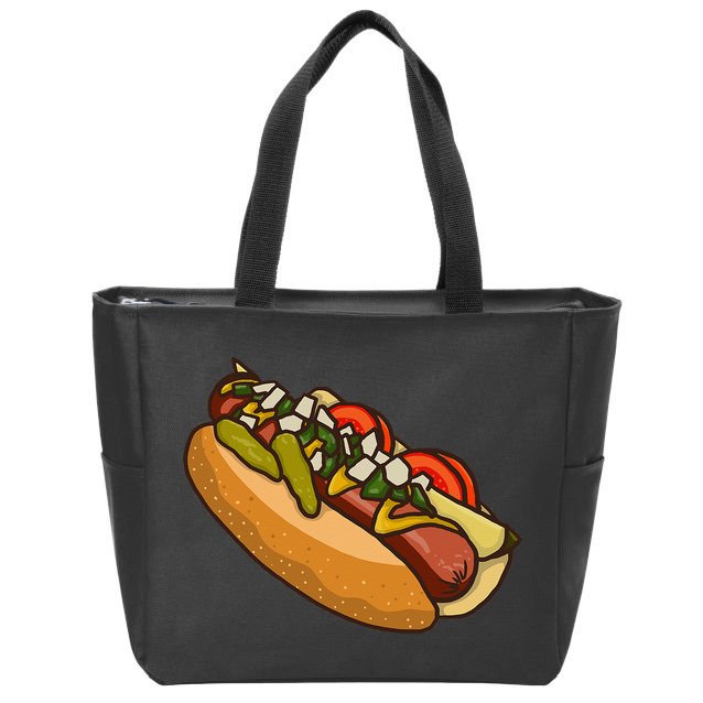 Chicago Style Hot Dog Lover Zip Tote Bag