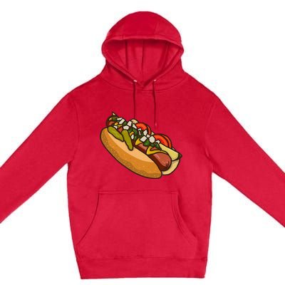 Chicago Style Hot Dog Lover Premium Pullover Hoodie