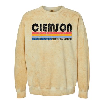 Clemson Sc Hometown Pride Retro 70s 80s Style Colorblast Crewneck Sweatshirt