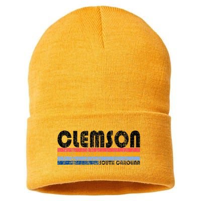 Clemson Sc Hometown Pride Retro 70s 80s Style Sustainable Knit Beanie