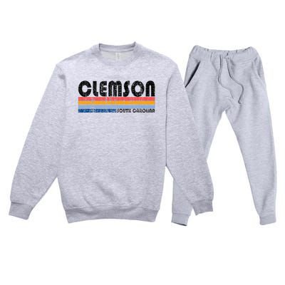 Clemson Sc Hometown Pride Retro 70s 80s Style Premium Crewneck Sweatsuit Set